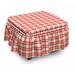 East Urban Home Plaid Retro-Modern Checkered 2 Piece Box Cushion Ottoman Slipcover Set Polyester in Pink/Red | 16 H x 38 W x 0.1 D in | Wayfair