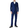 Mens 3 Piece Business Suit Navy Blue Retro Smart Formal Jacket Trouser Waistcoat[SUIT-JROSS-NAVY-48,UK/US 48 EU 58,Trouser 42"]