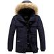 TMHOO Mens Heavy Weight Fur Hooded Parka Padded Waterproof Windproof Cold Winter Coat Jacket/Big Size/Detachable Hood S-5XL (Black,XXXXX-Large)