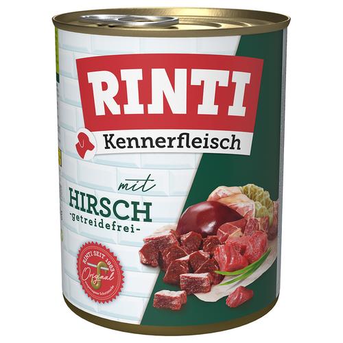 12 x 800g Kennerfleisch Hirsch RINTI Hundefutter nass