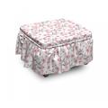 East Urban Home Sakura Garden 2 Piece Box Cushion Ottoman Slipcover Set Polyester in Pink | 16 H x 38 W x 0.1 D in | Wayfair