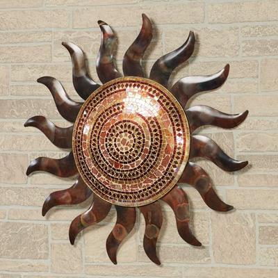 Mosaic Sun Wall Art Copper , Copper