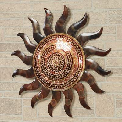 Mosaic Sun Wall Art Copper , Copper