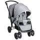 GYMAX Double Seat Stroller with Adjustable Push Handle and Foot Rest, Detachable Canopy, Foldable Baby Pushchair Buggy for Traveling, Going Shopping, Hanging Out (Gray)