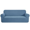 Winston Porter Thikui Elastic Textured Grid Stretch Box Cushion Loveseat Slipcover Polyester in Blue | Wayfair 71D9BBFF499C44BE90CCA01D2519193A