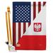 Breeze Decor American Polish Friendship the World Impressions 2-Sided Polyester 40 x 28 in. Flag Set in Blue/Gray/Red | 40 H x 28 W x 1 D in | Wayfair