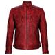 Men's Red Vintage Retro Quilted Real Nappa Leather Jacket M