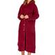 Slenderella Ladies Button Up Dressing Gown Super Soft Waffle Fleece Bath Robe Large (Raspberry)