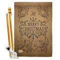 Breeze Decor Merry Christmas Bells Impressions Decorative 2-Sided Polyester 40 x 28 in. Flag Set in Brown | 40 H x 28 W x 1 D in | Wayfair