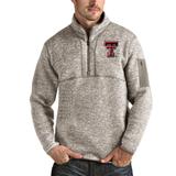 Men's Antigua Oatmeal Texas Tech Red Raiders Fortune Half-Zip Pullover Jacket