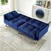 Orren Ellis Syliva 80" Square Arm Sleeper Sofa Bed Metal in Blue/Black | 32 H x 80 W x 35 D in | Wayfair E84C2B93121F4C6C83587B6A0F07A3D0