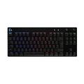 Logitech G PRO TKL mechanische Gaming-Tastatur, GX Blue Clicky Switches, LIGHTSYNC RGB, Design ohne Nummernblock für Esport Gaming, Abnehmbares Mikro-USB-Kabel, Deutsches QWERTZ-Layout - Schwarz