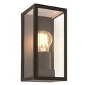 National Lighting Outdoor Wall Light - Matt Black Stainless Steel Boxed Lantern with Glass Panels - IP44 Rated Outside Light - Compatible with 28W 240V E27 Eco GLS or LED E27 (Not Included)