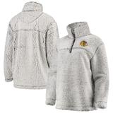 Women's G-III 4Her by Carl Banks Gray Chicago Blackhawks Sherpa Quarter-Zip Pullover Jacket