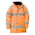 SKY Workwear High Visibility Waterproof Safety Jacket, Hi Viz Workwear Safety Coat, Road Works Concealed Hood, Orange, XXXXL