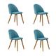 OFCASA Dining Chairs Set of 4 Velvet Upholstered Seat Kitchen Counter Chair with Wood Effect Metal Legs for Home Kitchen Leisure, Blue