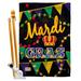 Breeze Decor Time to Mardi Gras Impressions Decorative 2-Sided Polyester 40 x 28 in. Flag Set in Black/Orange | 40 H x 28 W x 1 D in | Wayfair