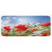 Blue 0.1" x 47" L X 19" W Kitchen Mat - East Urban Home Idyllic Spring Meadow w/ Poppy & Daisy Flowers Sunny Sky Clouds Garden Design Sky Red Kitchen Mat 0.1 x 19.0 x 47.0 D | Wayfair