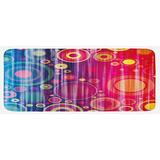 Pink 0.1" x 47" L X 19" W Kitchen Mat - East Urban Home Grunge Inspired Abstract Vivid Circles Forming Expression Psychedelic Art Royal Blue Red Kitchen Mat 0.1 x 19.0 x 47.0 D | Wayfair