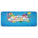 Blue 0.1 x 19 x 47 in Kitchen Mat - East Urban Home Wavy Colored Backdrop w/ Greeting Text Party Hats Best Wishes Multicolor Kitchen Mat, | Wayfair