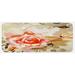 Pink 0.1" x 47" L X 19" W Kitchen Mat - East Urban Home Abstract Composition w/ Big Grunge Rose & Floral Retro Motifs Khaki Orange Kitchen Mat 0.1 x 19.0 W in orange/Synthetics | Wayfair