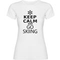 K KRUSKIS - T Shirt Ski Keep Calm and Go Skiing Zurzarm Frau - XL, Weiß