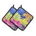 East Urban Home Flower Potholder Polyester in Blue/Yellow | 7.5 W in | Wayfair 6122PTHD