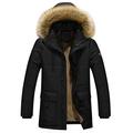 Huicai Mens Faux Fur Hood Down Coat Men Padded Long Jacket Winter Warm Thick Outerwear Black