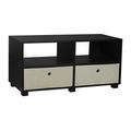 4 Section Black Wide Wooden TV Stand With 2 Drawers (White)