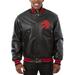 Men's JH Design Black Toronto Raptors Big & Tall All-Leather Logo Full-Snap Jacket