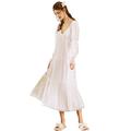 Women's Long Sheer Vintage Victorian Lace Nightgown Sleepwear Pyjamas V Neck Lounge Dress Nightwear, EU S/Tag M, White 2