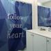 East Urban Home Faux Gemstone Follow Your Heart Quote Shower Curtain Set Polyester in Blue | 74 H x 71 W in | Wayfair