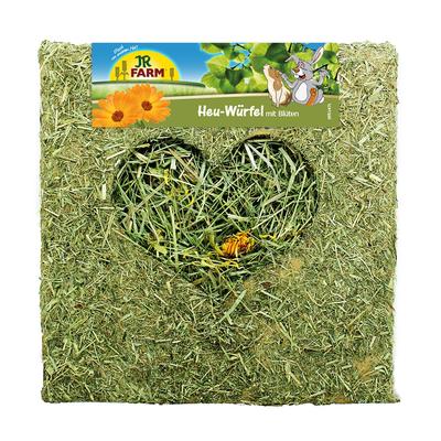 2 x 450 g JR Farm Heu-Würfel mit Blüten groß für Kleintiere
