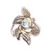 'Leafy Gold-Accented Blue Topaz Cocktail Ring from Bali'