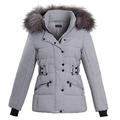 Shelikes Womens Pink Grey Contrast Zip Belt Quilted Padded Long Winter Coat Size (UK 14, GREY (1747))