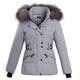 Shelikes Womens Pink Grey Contrast Zip Belt Quilted Padded Long Winter Coat Size (UK 14, GREY (1747))