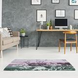 White 36 x 0.4 in Area Rug - East Urban Home Mt. Fuji Through The Cherry Blossoms Chenille Green/Pink Area Rug Chenille | 36 W x 0.4 D in | Wayfair