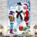 The Holiday Aisle® 'Joyful Santa -Gallery' by Parvez Taj 1 Piece Wrapped Canvas Print Canvas, Solid Wood in White | 48 H x 36 W x 1 D in | Wayfair