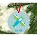 The Holiday Aisle® Vintage Airplane Personalized Metal Christmas Ball Ornament Metal in Blue | 3.5 H x 3.5 W in | Wayfair