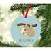 The Holiday Aisle® Baby Sloth Hanging from Tree Personalized Metal Christmas Ball Ornament Metal in Blue | 3.5 H x 3.5 W in | Wayfair