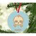 The Holiday Aisle® Baby Sloth Hugging Personalized Metal Christmas Ball Ornament Metal in Blue | 3.5 H x 3.5 W in | Wayfair