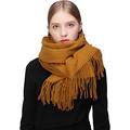 100% Wool Scarf Pashmina Shawls and Wraps for Women Cashmere Warm Winter More Thicker Soft Scarves Bronze