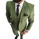 Men's Olive Business Suits Two Button 3 Piece Slim Fit Notch Lapel Wedding Tuxedos Suit 42/36