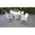 Miami Rectangular Outdoor Patio Dining Table w/ with 4 Armless Chairs and 2 Chairs w/ Arms in Grey - TK Classics Miami-Dtrec-Kit-4Adc2Dcc-Grey