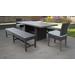 Belle Rectangular Outdoor Patio Dining Table w/ 2 Chairs and 2 Benches in Spa - TK Classics Belle-Dtrec-Kit-2C2B-C-Spa