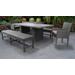 Barbados Rectangular Outdoor Patio Dining Table w/ 2 Chairs w/ Arms and 2 Benches in Wheat - TK Classics Barbados-Dtrec-Kit-2Dc2Db-C