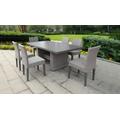 Monterey Rectangular Outdoor Patio Dining Table w/ 6 Armless Chairs in Grey Stone - TK Classics Monterey-Dtrec-Kit-6