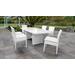 Miami Rectangular Outdoor Patio Dining Table w/ 6 Armless Chairs in Wheat - TK Classics Miami-Dtrec-Kit-6C