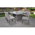 Florence Rectangular Outdoor Patio Dining Table w/ 8 Armless Chairs in Grey Stone - TK Classics Florence-Dtrec-Kit-8