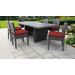 Belle Rectangular Outdoor Patio Dining Table w/ 6 Armless Chairs in Terracotta - TK Classics Belle-Dtrec-Kit-6C-Terracotta